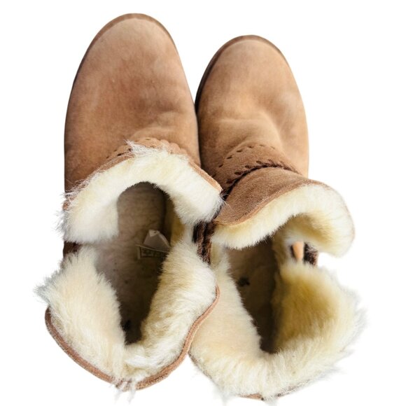 UGG MCKAY CHESTNUT Women's Size 8 SUEDE SHEARLING ANKLE BOOTS - Picture 8 of 12